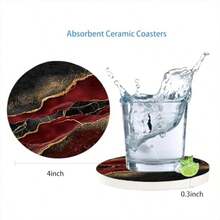 Coasters - Wine Red Golden Marble - View 3