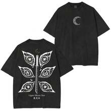 Unisex Anime Vintage Washed Graphic T-Shirt  Oversized Casual Man Women Short Sleeved Tee Y2k Clothes Tops Harajuku - Black - View 5