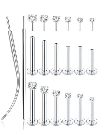 Juego de 14 piezas de joyería funcional para perforaciones, múltiples piezas de acero quirúrgico 316L de varios tamaños (longitud de barra y CZ) y multicolor (oro, plata) con detalles de cristal CZ, accesorios para decoración de perforaciones corporales