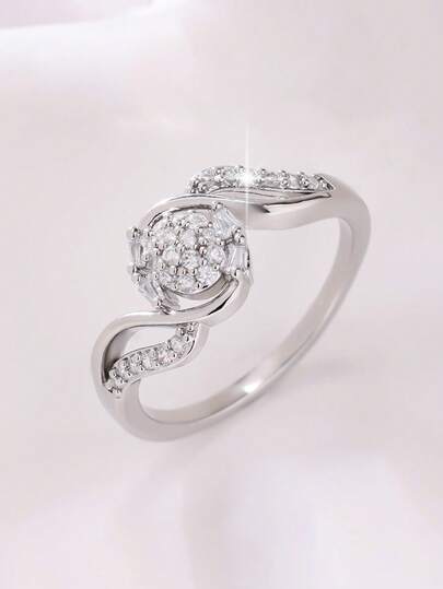 1 pieza Anillo solitario de mujer de uso diario, elegante y minimalista, con piedra de circonita sintética, adecuado para boda, compromiso, fiesta, cumpleaños, San Valentín, Navidad y Acción de Gracias