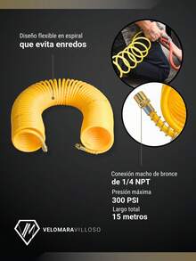 Kit Accesorios Aire Compresor 18 Piezas Manguera Espiral 15m 1/4 Herramientas Manuales Profesional - Gris Oscuro - Ver 5