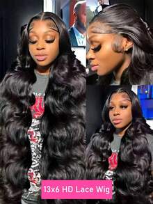 NARNI 34 Inch Body Wave Lace Front Wigs Human Hair 250% Density Glueless Human Hair Wig Nature Black Lace Front Wigs Human Hair 13x6 HD Transparent Body Wave Lace Frontal Wigs Human Hair Pre Plucked Human Hair Wigs For Women - Natural Black - 查看 8