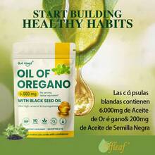 Quit mood Aceite de Orégano 2 en 1 + Semilla Negra 6000mg | 300 Cápsulas Extra Fuerte Alto en Carvacrol | Refuerzo Inmunológico Salud Natural | Cápsulas Blandas Fáciles de Absorber - 300 cápsulas - Ver 1