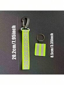 High-Visibility Reflective Keychain Set - Double-Sided Safety Strips Visible At Night, Suitable For Running, Cycling, And Walking - Nylon, Easy To Attach To Gear (Fluorescent Green, Black, Orange, Yellow, Red, Blue) - Multicolor - View 11