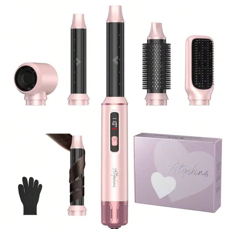 UKLISS 5-In-1 Smart Hot Air Styler - Intelligent Temperature Control Hair Dryer Brush For Smooth, Shiny, Frizz-Free Hair - Pink - Pink - View 1