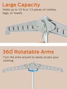 Foldable Clothes Drying Rack, Adjustable Steam Iron Stand, Handheld Garment Steamer Holder, With Rotatable Drying Rod, Made Of Aluminum Alloy, Collapsible (Available In Black, White And Gray). Suitable For Home Ironing. - A - View 8