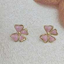 Colorful Enamel Triangle Stud Asymmetrical Statement Earrings For Women Bold Geometric Charm Jewelry Gifts, Unique Baroque Summer Bow Earring Stud Stainless Steel Jewelry Set For Women Summer Beach Vacation Bikini Accessories Attractive Clothes, Wedding Dresses Accessories - Versatile Jewellery P Erfect For Wearing While Swimming, Bathing, Exercising ,Great For Valentines Day, Birthday, Mother Day, And Vacation Surprises. - Gold - View 20