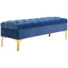 Blue Velvet Bench, 118 X 45 X 42 Cm, With Raised Legs, Ideal For The Bedroom And Entryway. This Bench Can Also Be Used As A Bed Bench Or Shoe Bench. It's Perfect For The Bedroom Or Hallway. - Teal Blue - View 9