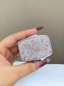 1个闪亮水钻装饰药盒，高品质便携式化妆品收纳盒，适用于存放维生素、鱼油等，创意礼品 - 彩色 - 查看 10