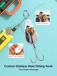 Personalized Fishing Lures, Custom Fishing Lures, Fishing Enthusiast Gifts, Fishing Hooks, Fishing Accessories, Personalized Fishing Gear, Retirement Gifts, Personalized Fishing Supplies, Fishing Lures, Fishing Hooks, Carved Fishing Pattern, Fishing Gifts For Men, Father's Day Gifts, Retirement Gifts - Silver - View 7