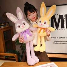 1pc Easter Bunny Plush Doll, Stretchable Rabbit Ears Stuffed Animal, Small White Rabbit Doll, Children Comfort Soft Doll, Bedroom Companion, Birthday Gift, Party Favor - Long-eared Rabbit - View 3