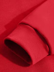 棉質女款上衣，女款落肩衛衣，秋冬厚實布料保暖寬鬆連帽衫，適合寒冷天氣 - 紅色 - 查看 5