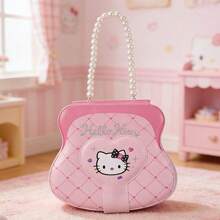 Miniso 1pc Sanrio Hello Kitty Shiny Party Series - Asymmetrical Pearl Handle Notebook, Durable PU Material Pearl Handle Design, Suitable For Students, Office And Creative Diary Use - Pink - View 4