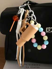 1pc Mini Water Bottle Keychain Pendant, Decorative Bag Accessory, Suitable For Girl Handbag And Backpack - Multicolor - View 3