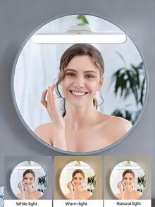 1pc LED Mirror Light, Touch Sensor Makeup Mirror Light, Wireless Cabinet Light, Adjustable Reading Lamp, Eye-Caring Reading Light, Portable LED Light Strip, Touch Light Bar, 3-In-1 Dimmable Color Temperature, Built-In Rechargeable Battery, Suitable For Wardrobe, Cabinet, Bathroom, Makeup Mirror, Bedroom And More, Multi-Functional Design, Eye Protection - Multicolor - View 2