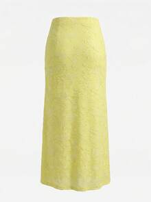 New Elastic Knit Bodycon Skirt For Women - Solid Textured Pattern, Elegant & Fashionable - Yellow - View 10