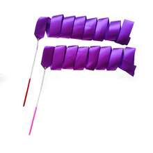 Rhythmic Gymnastics Ribbons, Dance Streamers, Dance Performance Silk Ribbons, Glittering Dance Satin Ribbons With Rotating Baton - Multicolor - View 9