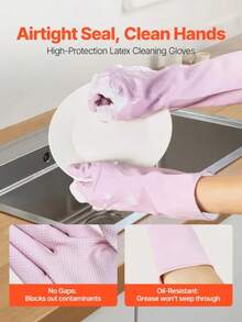 Reusable Dishwashing Gloves, 2 Pairs Colorful Reusable Household Kitchen Cleaning Gloves For Washing Dishes And Cleaning Tasks, Flexible Long-Lasting And Non-Slip, Medium, Pink + Purple - M - 查看 2
