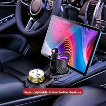 Soporte para taza de coche ajustable 2 en 1, se adapta a todos los vehículos, multifuncional para tazas, bocadillos, teléfonos, tabletas - A - Ver 4