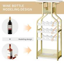 Estante para vino y estante para copas de vino - Dorado - Ver 4