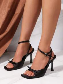 FVPFVP 2024 New Women's Pointed Toe High Heel Sandals, Mesh Strappy Stilettos, Open Toe Slide Sandals - Black - View 2