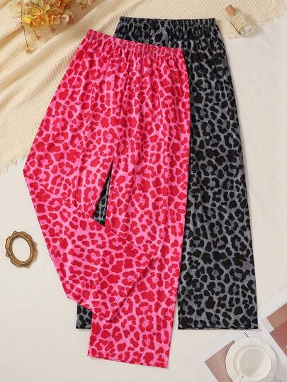 Y2K复古版美式街头风豹纹睡衣套装，舒适透气宽松睡裤，女士款