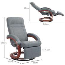 Reclining TV Chair With Relaxation Function, Wooden Armrests, Swivel And Tilt, Adjustable Backrest, Fabric, Grey - Grey - View 3