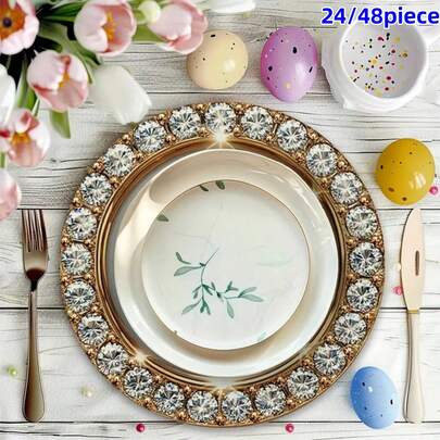 24/48 piezas, 33cm Individuales, Individuales desechables, Individuales con patrón de pequeños diamantes, Adecuados para el Día de San Valentín, Acción de Gracias, Fiestas de cumpleaños, Fiestas de bodas, Despedidas de soltera, Cenas, Banquetes, Mesas de comedor, Picnics, Cafés y otras ocasiones.