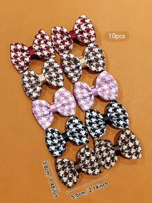 10pcs Colorful Plaid Bow Hair Clips, Suitable For Everyday Use, Claw Clips, Hair Barrettes, Hair Accessories For Women, Head Accessories - Multicolor - View 6