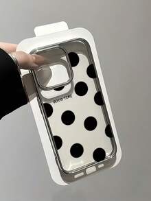 1个电镀透明黑色波点极简TPU防震手机壳，兼容苹果17、16、15、14、13、12、11 Pro Max、Air - 彩色 - 查看 1