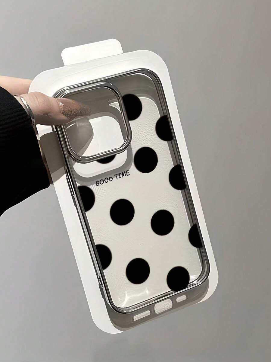 1个电镀透明黑色波点极简TPU防震手机壳，兼容苹果17、16、15、14、13、12、11 Pro Max、Air - 彩色 - 查看 1