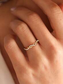 1pc 925 Sterling Silver Twisted Rope Design Ring, Inlaid With Micro Diamonds, Minimalist Everyday Ring, Women's Ring, Exquisite Women's Jewelry Gift, Women's Fashion Accessory - Micro-embellished Twisted Rope Ring - View 4