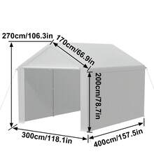 Garage Shelter/Storage Tent/UV-Protected Shelter With Roll-Up Window, Grey/White - Blanc - View 8