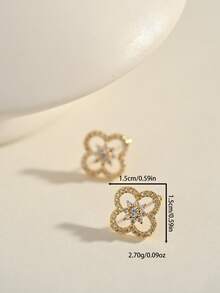 18K Gold Plated Elegant & Cute Earrings, Suitable For Daily Wear And Gatherings - Gold - View 4