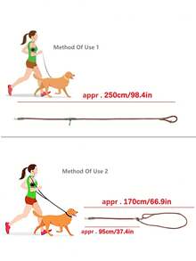 1pc Reflective Nylon Material Hands Free Dog Leash, For Running/Walking Outdoor, Suitable For Small/Medium/Large Dogs - Burgundy - View 7