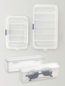 Caja de almacenamiento de gafas con 6 compartimentos (19*10*3.5CM), transparente y a prueba de polvo. Caja de plástico sellada, multifuncional, apilable y portátil. Caja de almacenamiento fija con 5/6 compartimentos. Caja de plástico transparente para joyas, herramientas pequeñas y piezas - Multicolor - Ver 11