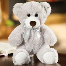 1pc Colorful Teddy Bear Plush Doll, Ribbon Decor Soft Stuffed Animal, Children's Comfort Doll, Home Decor, Sleeping Pillow, Holiday/Wedding Gift - Multicolor - View 15
