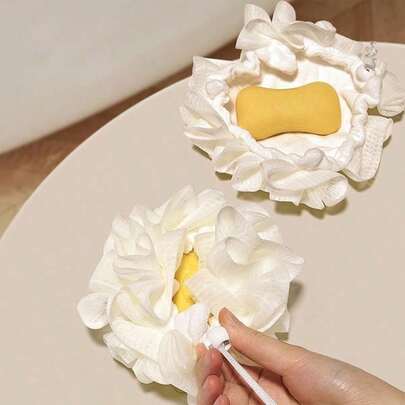 2 Quả cầu tắm xà phòng kiểu mới hình hoa, tạo bọt nhiều, có thể đựng xà phòng, thiết kế 2 trong 1 hình hoa tắm.