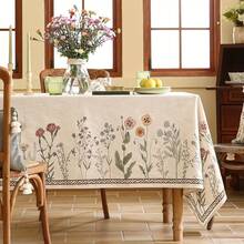 Elegant Floral Tablecloth |   Pastel Pink, Blue, Purple & Green Design, Ideal For Dining, Thanksgiving, Christmas & Parties, Easy-Clean Linen Fabric, Multiple Sizes Available - 彩色 - 查看 2