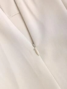 Women's Elegant Casual Loose Fit Solid Color Wide Leg Pants With Pleats And High Waist - Màu be - Xem 5