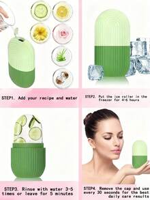 3/2/1件装硅胶冰敷按摩滚轮，硅胶面部按摩工具，西瓜冰敷滚轮，硅胶冰滚轮，面部按摩冰模，条纹面部冰滚轮，冰滚轮面部按摩器。适用于面部、眼部和颈部；冰敷护肤，居家面部护理配件。 - 彩色 - 查看 4