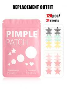 60片/盒可爱星星贴纸 - 面部贴纸，不含酒精，无香料，温和亲肤，易于粘贴，防水，适合派对装饰、面部装饰，带化妆镜，可用于化妆、房间装饰、梳妆台、旅行、卧室、化妆配件等，颜色：粉色、黑色、黄色、白色、绿色、多色、肤色。另有40片/盒可选。 - 彩色 - 查看 24