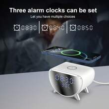 多功能无线充电站，带数字闹钟、温度和时间显示，15W无线充电底座，兼容 17/16/15/14/13/12 Pro Max Plus/Mini/11/XS/XR/X/8，兼容三星S26/S25/S24/S23/S22，兼容和Galaxy Buds。 - 彩色 - 查看 9