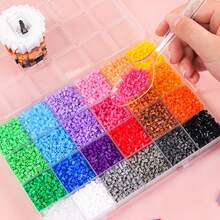 24 Colors Fuse Bead Kit DIY Handmade Keychain Gift, 2.6mm Fuse Beads With Pegboard, Ironing Paper, Chain, Accessories, New Year & Birthday Present - Multicolor - View 7