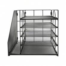 SHIOUCY Black 5-Tier Desk File Organizer, Multifunction Document Holder, Tabletop Paper Storage Rack, Open File Sorter For Office Home Study Bedroom Living Room Classroom Library Workshop (12.6*12.2*12.4in) - Modern - View 5