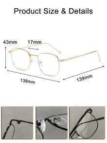 一副Y2K风格方形镜框变色眼镜，男女通用，透明镜片电脑眼镜，时尚女士配饰，附赠眼镜盒和清洁布 - 彩色 - 查看 6