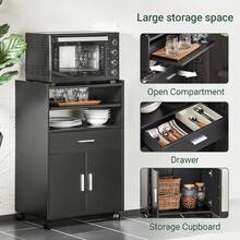SoBuy FSB09-SCH, Mobile Kitchen Cabinet Microwave Oven Cabinet Kitchen Storage Trolley Kitchen Dining Room Storage Cabinet On Wheels, Black - Black - View 4