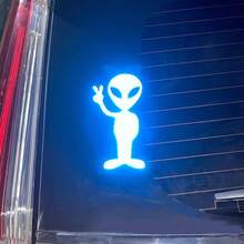 1pc Reflective Alien Car Sticker, Driving Warning Reflective Decal For Night - Alien - View 8