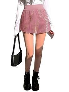 Women's Outdoor Sports Skirt Shorts, High Waist Casual Workout Skirt With Pockets, Lightweight Breathable Skort For Spring/Summer - Pink - View 5