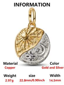 1pc Charming Vintage Electroplated Gold/Silver Angel, Star, Rose Beaded Pendant, Versatile DIY Bracelet/Necklace Gift - Multicolor - View 18